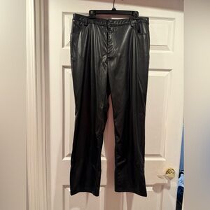 ASOS Sleek Black Leather Look Trousers Size 14